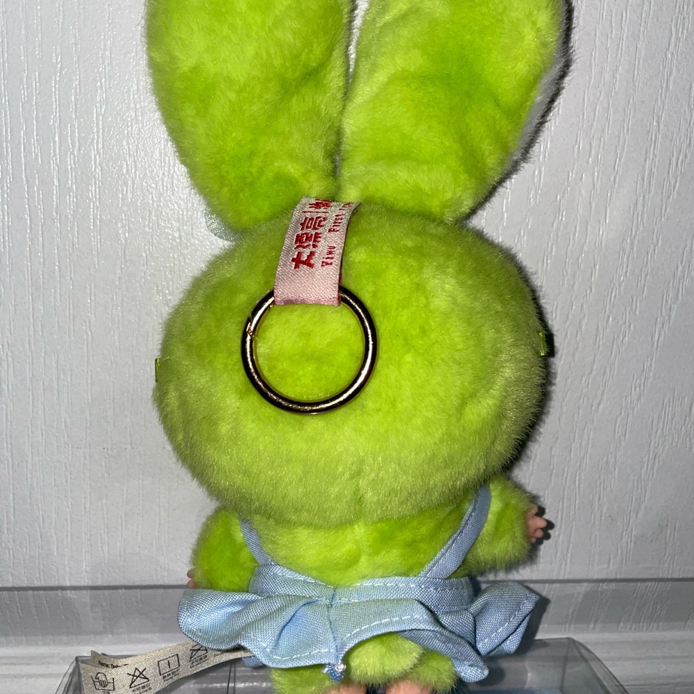 Baby Three Macaron Cute Bunny Plush Lime Green Keychain - Picture 2 of 2